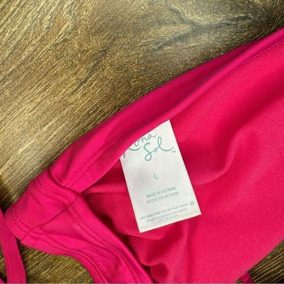 Kona Sol Pink Tie Back Triangle Bikini Top - Picture 6 of 6